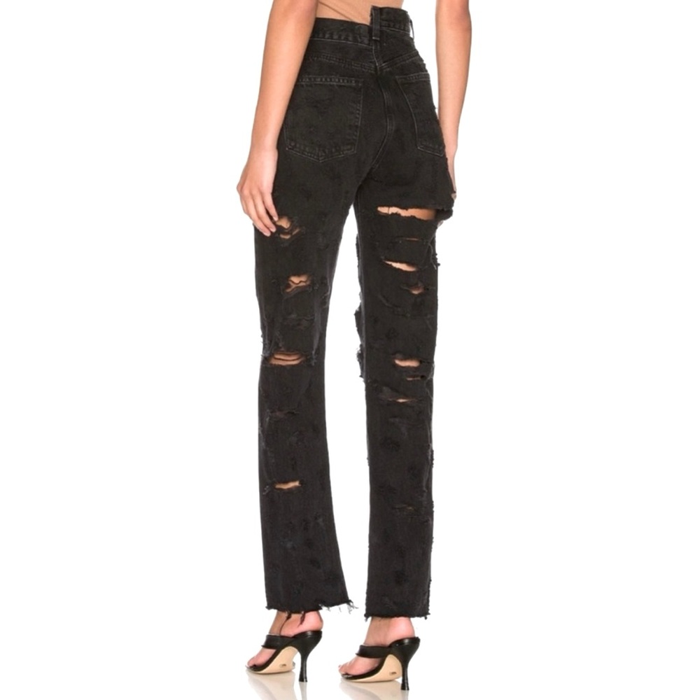 Women’s Agolde Asymmetrical Distressed Criss Cross Jeans in Feverish Black